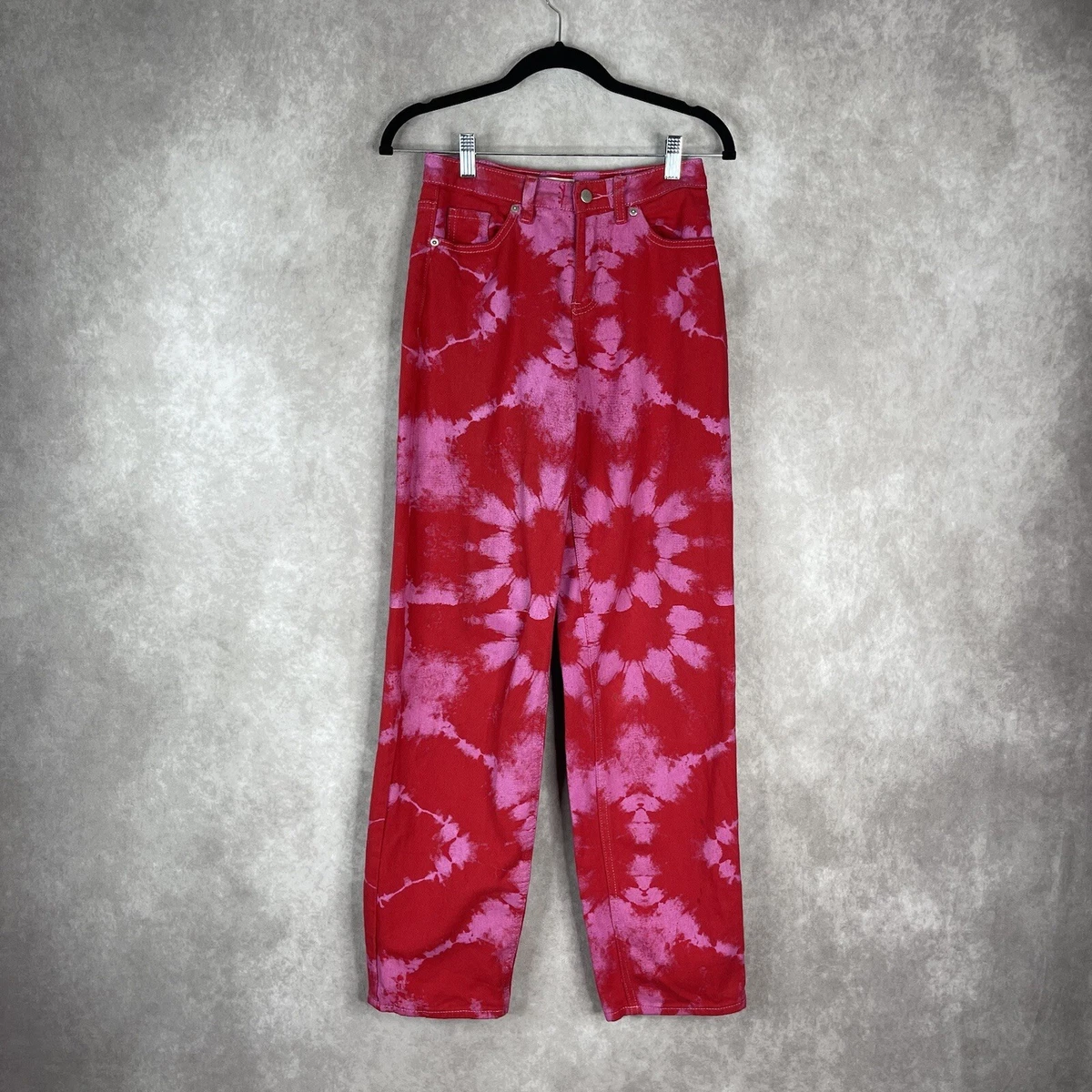 Red tie cheap dye jeans