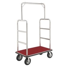 Silver Stainless Steel Bellman Cart Straight Uprights 8" Pneumatic Casters