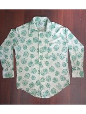 Vintage 70s Van Heusen Vanknit Splendor Floral Polyester Disco Button Shirt M/L