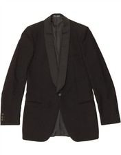 PROFILO Mens 1 Button Blazer Jacket IT 48 Medium Black Virgin Wool AJ10