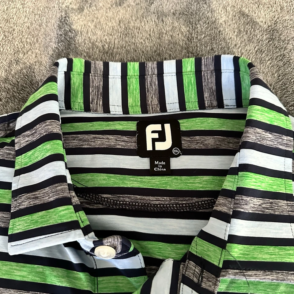 Camisa Polo Manga Corta PJ, Azul, Verde, Gris Y Azul Marino Rayas Talla 2XL Foto 4 de 4