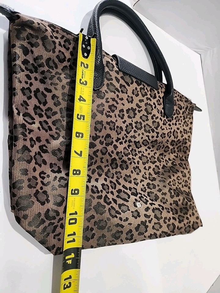 Chicos Animal Print Packable Foldable Travel Tote Bag Purse Leopard Zip ...