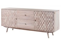 Sideboard Mosaik Muster Massiv Echtholz Kommode Retro Look Akazie