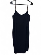 LAUREN Ralph Lauren black midi dress with beaded straps and lining, size 8.