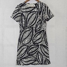 Ann Taylor Cheetah Leaf Shift Dress Women Size Medium Stretch Short Sleeve