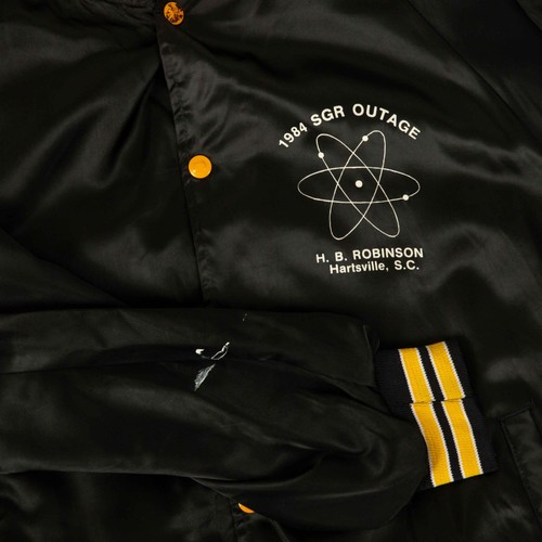 Vintage 80s Sgr Outage Varsity Bomber Jacket XL Men's Black Americana - Picture 7 of 7