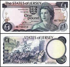 Jersey 1 Pound, 1976-1988 ND, P-11a, UNC, Prefix HB