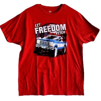Way To Celebrate Patriotic Let Freedom Reign Truck T-Shirt Mens L Red Ford