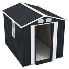 8x6 FT Outdoor Storage Shed Metal Tool Shed with Windows  Lockable Doors Patio