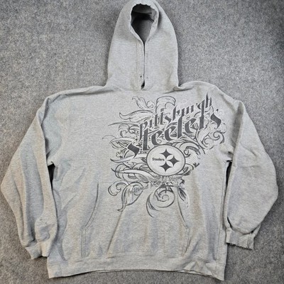 Vintage Pittsburgh Steelers Hoodie Mens L Gray Y2K Reebok