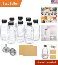 8 Pack Reusable 2 oz Clear Glass Bottles - Perfect for DIY Crafts Samples