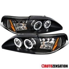 Fit 1994-1998 Ford Mustang Gt Black Led Halo Projector Headlights Lamps 94-98 Fit 1994-1998 Ford Mustang Gt Black Led Halo Projector Headlights Lamps 94-98