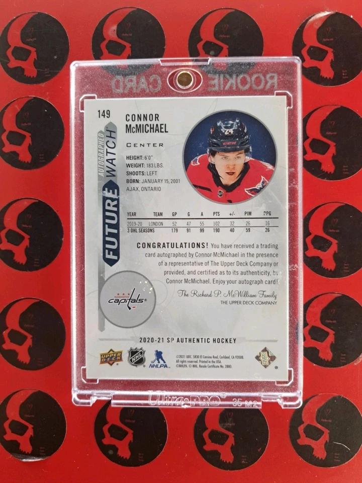 2020-21 Connor Mcmichael Future Watch Auto/999 Rookie # 149  Washington Capitals - Image 2 of 2