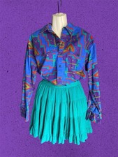 Vintage Western Women  s Button Up Shirt And Skirt Set Aztec Design