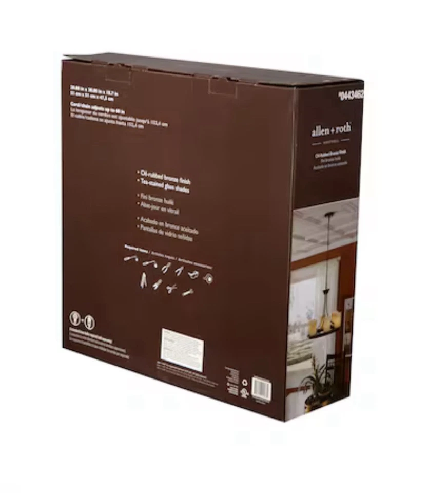 Lámpara de araña Allen + Roth Harpwell de bronce frotada con aceite de 6 luces nueva Foto 4 de 4