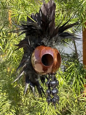 Premium Large Kamani Ikaika Black Hawaiian Warrior Helmet Home Decor Hanging