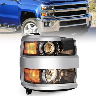 Right Headlight Assembly for Chevy Silverado 2500HD 3500HD 2015-2019 Chrome
