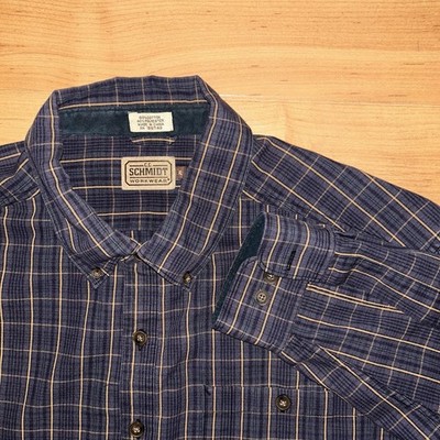C.E. Schmidt Men's XL Blue Plaid Long Sleeve Button Front Work Shirt