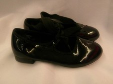 Dance Tap Shoes Dance Class T101 Black 10M Girls Tyette Ribbon