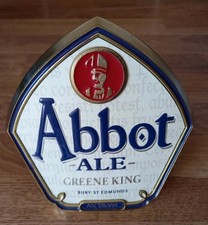 Greene King Abbot Ale Metal Beer Pump Clip Badge. Home Bar Man Cave Collectable.