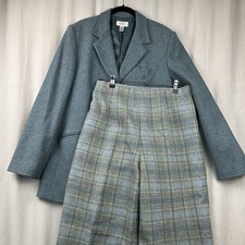 Vintage Talbots  Women's Wool Suit Blazer and Pants Size 14 Light Teal Lined