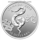 2013 $10 Argent Fin - Année du Serpent - Sans Taxe