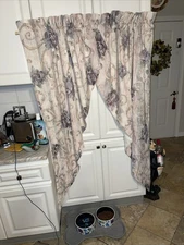 2 CROSCILL CHAMBORD CASSIS PURPLE ROSE DRAPERY CURTAIN LONG SWAG LINED 40x64 SET