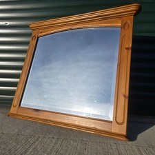 Large Bevelled Edge Arched Over Mantle Wall Mirror Carved Pine Frame 88cm x 75cm