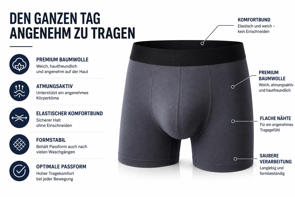 5 Herren Boxershorts Baumwolle S M L XL XXL XXXL Unterhosen Unterwäsche Boxer - Bild 2 von 4