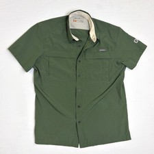 Eddie Bauer Mens Green Short Sleeve Button Up Fishing Hiking Shirt Large Vented