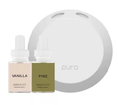 Pura Simplicity By Smart Home Fragrance Diffuser Set with Vanilla & Pine Refills