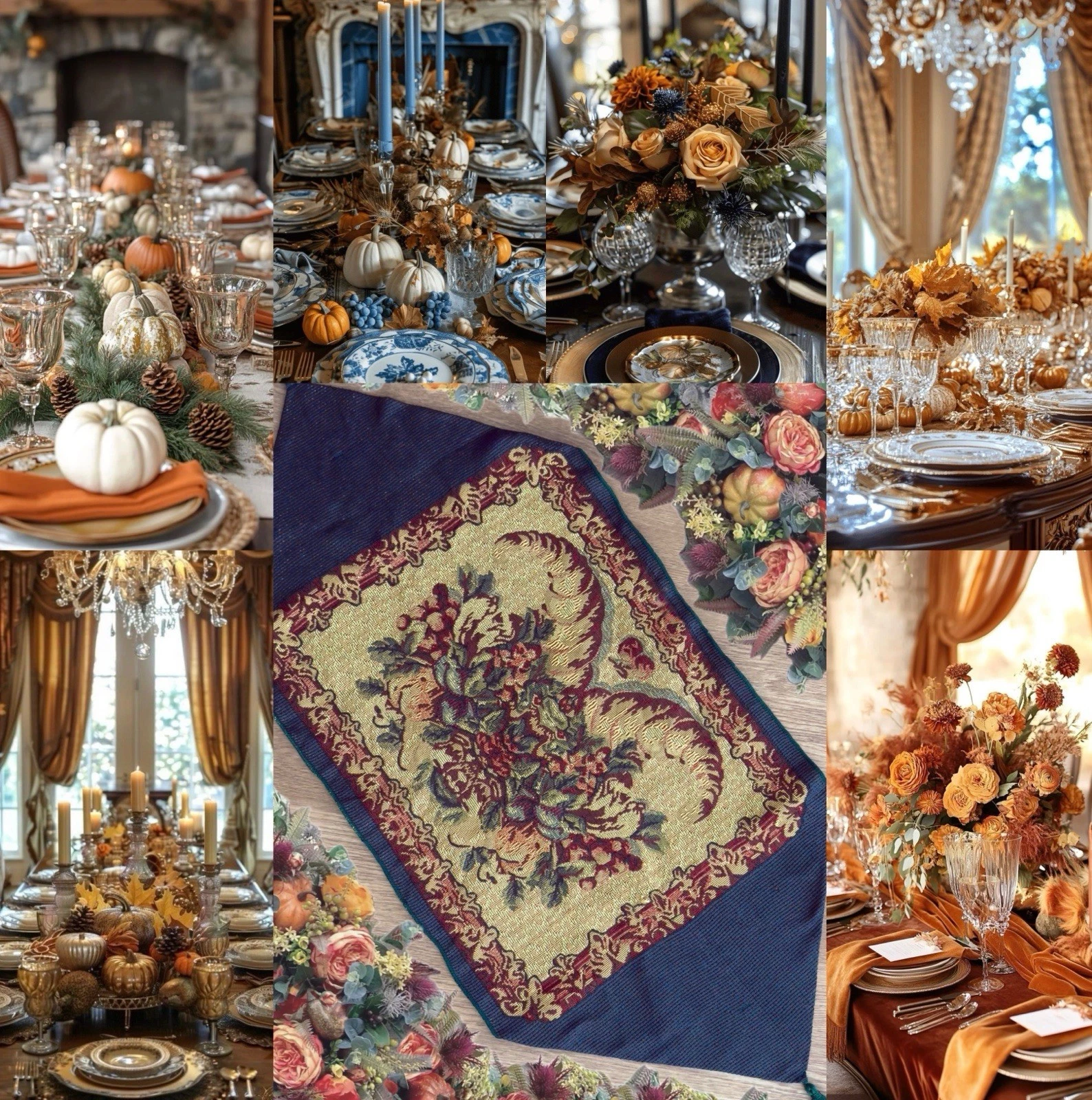 Fall Table Runner Autumn Fall Table Runner Fall Thanksgiving Tapestry Leaves 36”