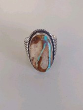 W. DENETDALE Sterling Silver & Royston Boulder Turquoise Ring - Size 12 - NICE! 