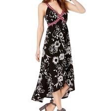 Colorful Floral Tank Wrap Maxi Dress M Retro Tropical Cottage Feminine Preppy