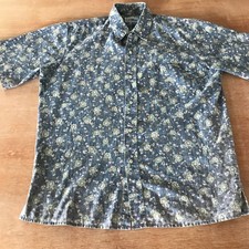Vintage Reyn Spooner Hawaiian Shirt Men L Blue Floral Button Up Pocket Collared