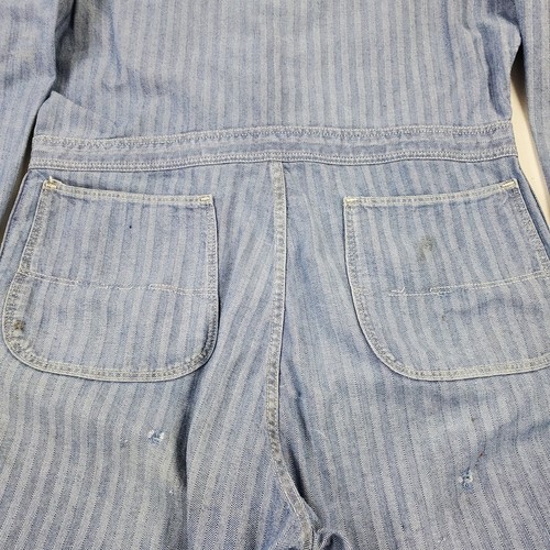 RARE VTG Sanforized PRENTICE Zipper Herringbone Conductor Striped Coveralls 42 - Picture 8 of 14