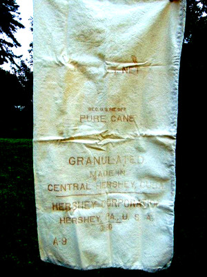 Vintage 100lbs Central Hershey, Cuba,  Hershey Corp. cloth sugar sack (empty)