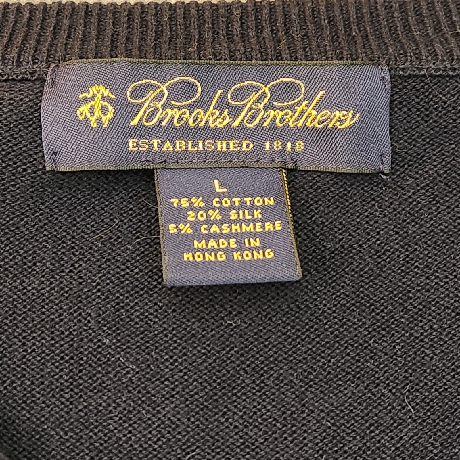 Brooks Brothers Sweater Men's L Blue Yellow Argyle Cotton Silk Cashmere V-Neck thumbnail 2