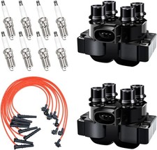 MAS Set of 2 Ignition Coil Pack FD487 8pcs Iridium Spark plugs SP432 Wires set