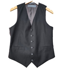 Perry Ellis Men's Solid Vest, Black, SM.