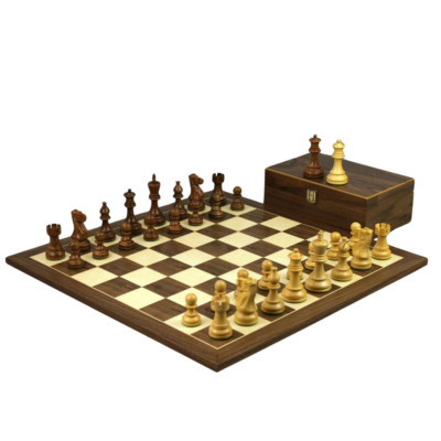 Nussbaum Schachspiel Nussbaum 21 Zoll mit gewichtetem Sheesham Atlantic Classic Staunton