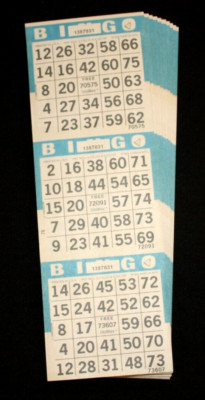 BINGO PAPER Cards Sheets 3 on 23 Blue Border - 10 pack