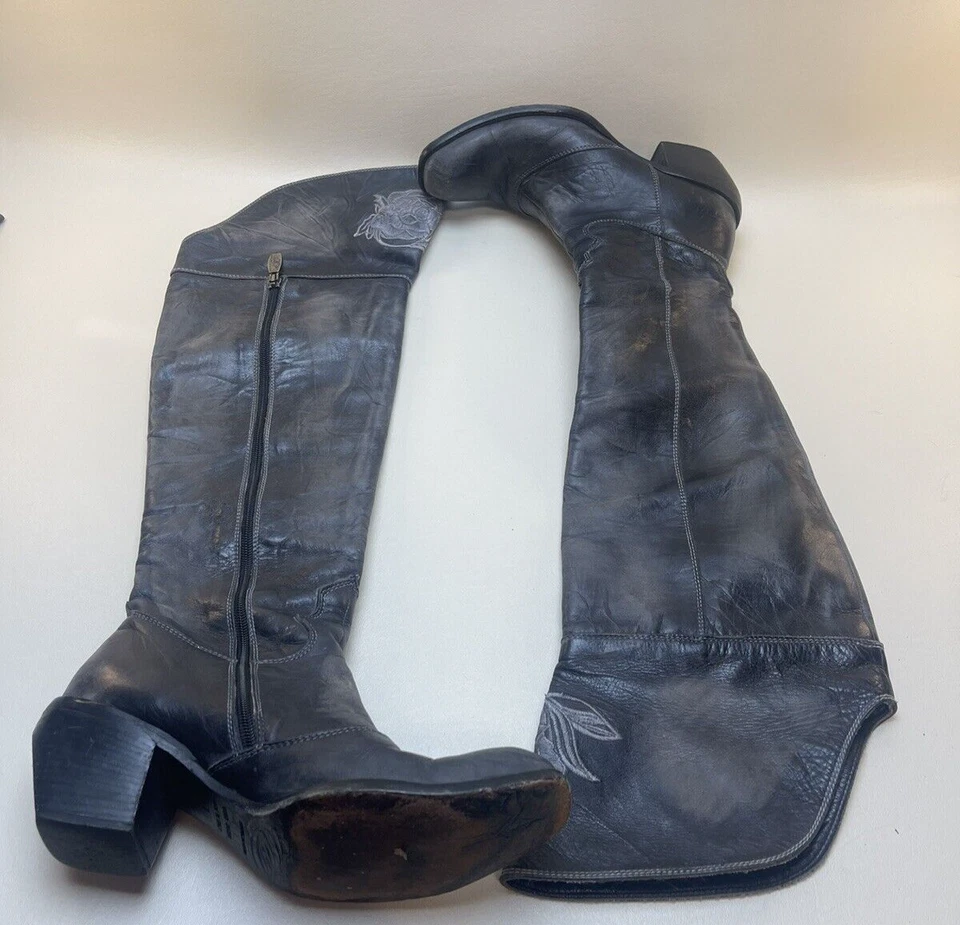 Botas altas Mark Nason para mujer sirena talla 7 cuero negro Italia Foto 4 de 4