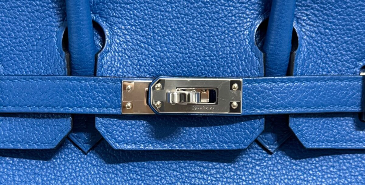 Hermes Birkin 25 Verso Blue Zellige & Capucine Leather