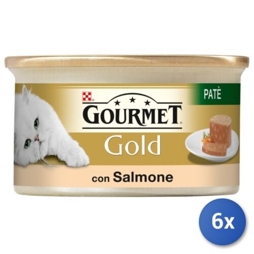 6x Alimento Gatto Gourmet Gold Lattine Pate' 85 Grammisalmone - Photo 1/2