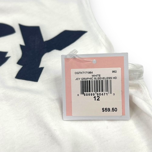 Juicy Couture Black Label GIRLS 12 White Sleeveless Hooded Pullover Top T-Shirt - Picture 7 of 17