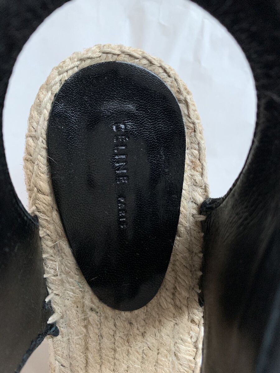 CELINE Espadrilles Black Velvet Scratch Wedge Platform CELINE Espadrilles Black Velvet Scratch Wedge Platform