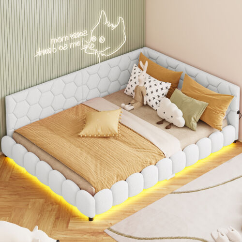 Tagesbett 2in1 Schlafsofa Polsterbett 140x200 Bettgestell mit Lattenrost LED&USB - Bild 7 von 11