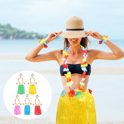 Set 2 Gonna Erba Multicolore Tuta Banchetto Luau Ghirlanda Paglia per Festival - Foto 3 di 12