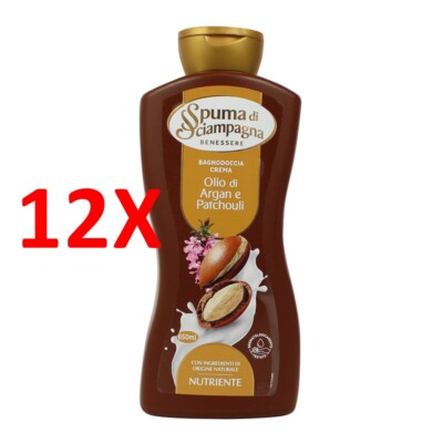 12 x Schaum Duschbad Creme Arganöl und Patchouli Nährstoff